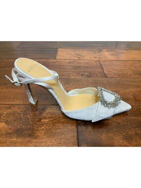 Alexandre Birman Madelina White Floral Lace Crystal Bridal Heels 38.5 | 8.5